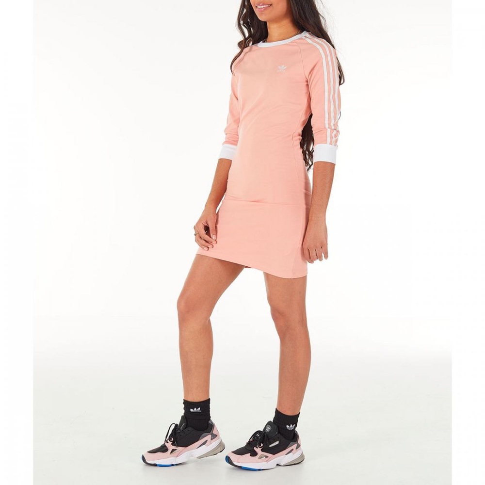 NWOT Adidas 3 Stripe Dress Peach